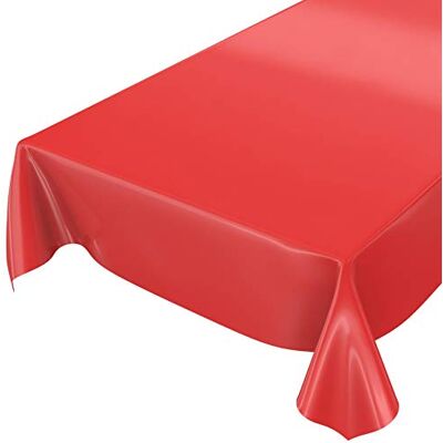 ANRO Nappe en toile cirée lavable, uni, brillant, Toile cirée, rouge, Schnittkante 100 x 140cm ANRO Nappe en toile cirée lavable, uni, brillant, Toile cirée, rouge, Schnittkante 100 x 140cm