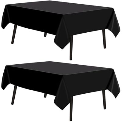 EASYKEENECOM Nappe Noire Rectangulaire Tissu Décoratif Polyester Lavable Mariage Fête Banquet (145*275cm) EASYKEENECOM Nappe Noire Rectangulaire Tissu Décoratif Polyester Lavable Mariage Fête Banquet (145*275cm)