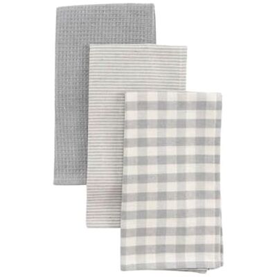DAMDAM GO Torchon de cuisine brodé, absorbant et résistant, design élégant pour cuisine, lot de torchons doux, 50 x 50 x 0,5 cm (gris) DAMDAM GO Torchon de cuisine brodé, absorbant et résistant, design élégant pour cuisine, lot de torchons doux, 50 x 50 x 0,5 cm (gris)