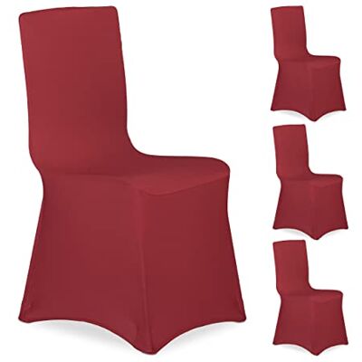 Relaxdays Lot de 4 housses de chaise universelles extensibles pour décoration de chaise de banquet Rouge foncé Relaxdays Lot de 4 housses de chaise universelles extensibles pour décoration de chaise de banquet Rouge foncé