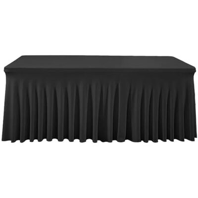 JFNKLFG Jupe de table en forme de méduse, nappe transfrontalière, couverture pour hôtel, salle de conférence, bureau, rectangulaire, 180 g, soie lait lourde élastique (noir, 183 x 76 x 76 cm) JFNKLFG Jupe de table en forme de méduse, nappe transfrontalière, couverture pour hôtel, salle de conférence, bureau, rectangulaire, 180 g, soie lait lourde élastique (noir, 183 x 76 x 76 cm)