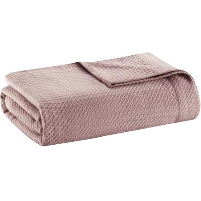 Madison Park Couverture d'été 100% coton égyptien, légère et respirante, en tricot gaufré, douce et confortable, pour lit, canapé ou sofa, rose, taille King-size, 274,3 x 228,6 cm Madison Park Couverture d'été 100% coton égyptien, légère et respirante, en tricot gaufré, douce et confortable, pour lit, canapé ou sofa, rose, taille King-size, 274,3 x 228,6 cm