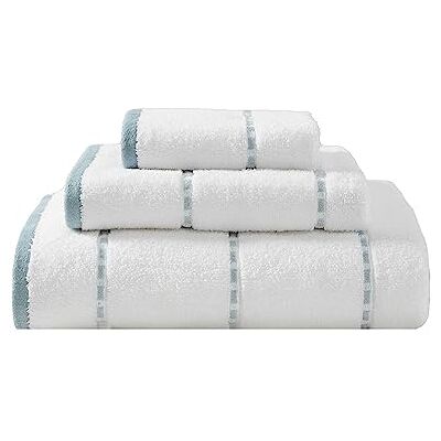Tommy Bahama , Ridley Lot de 3 serviettes de bain en coton doux, très absorbantes et de poids moyen, bleu uni Tommy Bahama , Ridley Lot de 3 serviettes de bain en coton doux, très absorbantes et de poids moyen, bleu uni