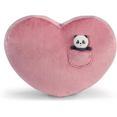 NICI 62618 Coussin Love panda en forme de cœur 40 x 27 cm avec peluche bébé panda 10 cm, douillet, rose, pour enfants et adultes, pour la maison, la maternelle ou les déplacements NICI 62618 Coussin Love panda en forme de cœur 40 x 27 cm avec peluche bébé panda 10 cm, douillet, rose, pour enfants et adultes, pour la maison, la maternelle ou les déplacements