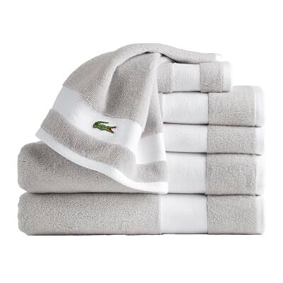 Lacoste Sport Stripe Lot de 6 serviettes de luxe en coton Supima 100% coton doux, absorbant et à séchage rapide, comprend 2 serviettes de bain, 2 essuie-mains, 2 débarbouillettes, micro puce Lacoste Sport Stripe Lot de 6 serviettes de luxe en coton Supima 100% coton doux, absorbant et à séchage rapide, comprend 2 serviettes de bain, 2 essuie-mains, 2 débarbouillettes, micro puce