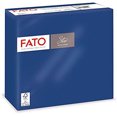 FATO Serviettes en papier jetables, douceur et moelleux, paquet de 40 serviettes, format 38x38 pliées en 4, 2 plis, couleur bleu nuit, 100% pur papier cellulosique, certifié FSC FATO Serviettes en papier jetables, douceur et moelleux, paquet de 40 serviettes, format 38x38 pliées en 4, 2 plis, couleur bleu nuit, 100% pur papier cellulosique, certifié FSC