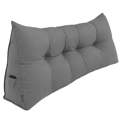 POKAR Coussin de Lecture 180x50x20 cm Coussin Dossier Canapé et Lit Gros Coussin Triangulaire avec Poche Latérale Pratique Certifié Oeko Tex Gris POKAR Coussin de Lecture 180x50x20 cm Coussin Dossier Canapé et Lit Gros Coussin Triangulaire avec Poche Latérale Pratique Certifié Oeko Tex Gris
