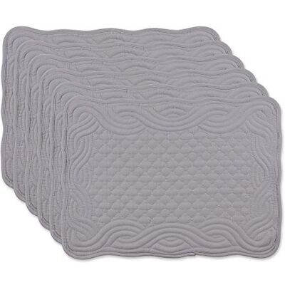 DII Lot de 6 sets de table matelassés de la collection Farmhouse Gris DII Lot de 6 sets de table matelassés de la collection Farmhouse Gris