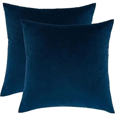 RECYCO Housses de coussin décoratives en velours bleu marine 40 x 40 cm RECYCO Housses de coussin décoratives en velours bleu marine 40 x 40 cm