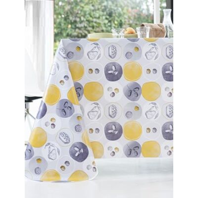 CALITEX Toile Cirée Peanut Finition Biais Ronde 140 cm CALITEX Toile Cirée Peanut Finition Biais Ronde 140 cm