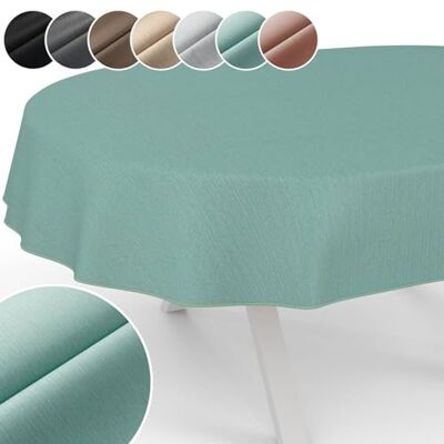 ANRO Nappe Mila en tissu lavable Jacquard Revêtement en téflon Facile d'entretien Effet lotus Anti-taches et imperméable Aspect lin uni Ovale 200 x 140 cm Avec ourlet (bordé) Menthe ANRO Nappe Mila en tissu lavable Jacquard Revêtement en téflon Facile d'entretien Effet lotus Anti-taches et imperméable Aspect lin uni Ovale 200 x 140 cm Avec ourlet (bordé) Menthe