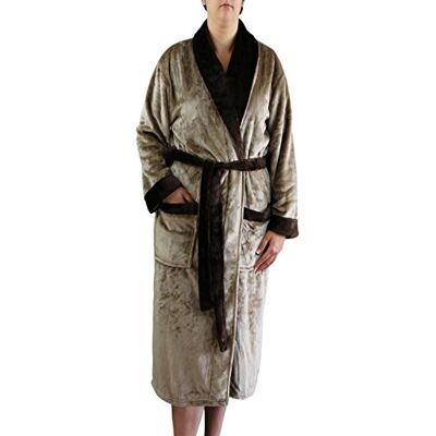 Gözze 20014-85-3 Peignoir de bain à col châle, taupe, XXL grande taille/taille tall Gözze 20014-85-3 Peignoir de bain à col châle, taupe, XXL grande taille/taille tall