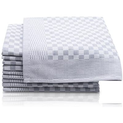 ZOLLNER Lot de 10 torchons en coton de 46x70 cm super absorbants et robustes lavables jusqu'à 60°C à carreaux gris qualité gastronomique certifiés Oeko Tex® ZOLLNER Lot de 10 torchons en coton de 46x70 cm super absorbants et robustes lavables jusqu'à 60°C à carreaux gris qualité gastronomique certifiés Oeko Tex®