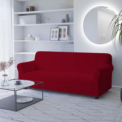 Italian Bed Linen Dahlia Housse de canapé élastique en polyester Bordeaux 3 places Italian Bed Linen Dahlia Housse de canapé élastique en polyester Bordeaux 3 places