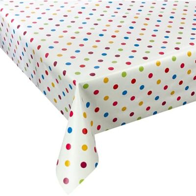 Euromat Nappe en toile cirée lavable pour table de jardin, disponible en plusieurs tailles et designs, imperméable, à pois multicolores, 140 cm, ronde Euromat Nappe en toile cirée lavable pour table de jardin, disponible en plusieurs tailles et designs, imperméable, à pois multicolores, 140 cm, ronde