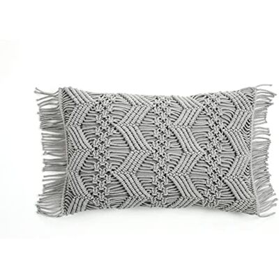 Lush Decor Studio Housse de coussin décorative en macramé à chevrons, 33 x 50,8 cm (l x L), gris Lush Decor Studio Housse de coussin décorative en macramé à chevrons, 33 x 50,8 cm (l x L), gris