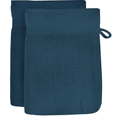 Soleil d'ocre , Lagune Lot de 2 Gants de Toilette, Coton, Bleu, 16x21 cm Soleil d'ocre , Lagune Lot de 2 Gants de Toilette, Coton, Bleu, 16x21 cm