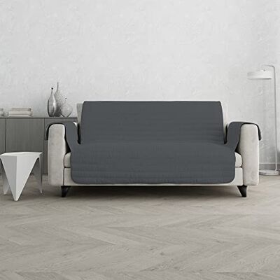 Italian Bed Linen Housse de canapé matelassée réversible 2 places, gris clair/gris foncé Italian Bed Linen Housse de canapé matelassée réversible 2 places, gris clair/gris foncé