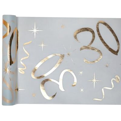 Santex mariage Santex Chemin de table doré blanc 30 ans 30 cm x 5 m Tissu décoratif Bannière Nappe Chemin de table Santex mariage Santex Chemin de table doré blanc 30 ans 30 cm x 5 m Tissu décoratif Bannière Nappe Chemin de table