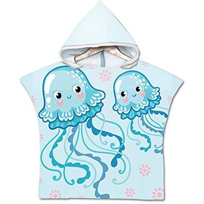 Treer Enfants Serviette de Plage Poncho À Capuchon, 3D Dessin Animé Microfibre Séchage Rapide Sports Bain Robes Peignoir Plage Serviettes de Natation pour Garçon,Fille (60 * 60cm,Méduse Bleue) Treer Enfants Serviette de Plage Poncho À Capuchon, 3D Dessin Animé Microfibre Séchage Rapide Sports Bain Robes Peignoir Plage Serviettes de Natation pour Garçon,Fille (60 * 60cm,Méduse Bleue)