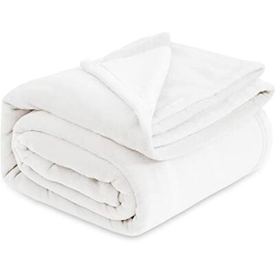 Bedsure Couverture douillette en polaire – Couverture chaude et douce pour l'hiver, couverture de canapé, taille XXL, 230 x 270 cm, blanc Bedsure Couverture douillette en polaire – Couverture chaude et douce pour l'hiver, couverture de canapé, taille XXL, 230 x 270 cm, blanc