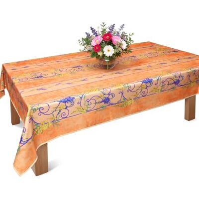 Promo Linge Nappe provençale rectangle anti-tâche polyester glycine orange 150 x 240 cm Promo Linge Nappe provençale rectangle anti-tâche polyester glycine orange 150 x 240 cm