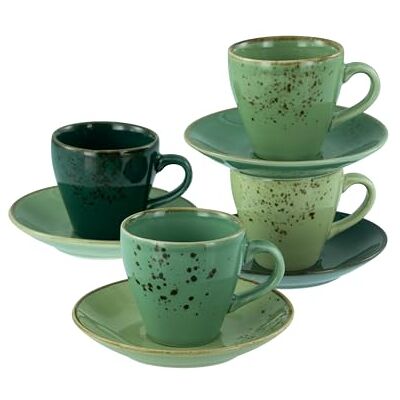 CreaTable Ensemble de Tasses en Céramique Verte - Café CreaTable Ensemble de Tasses en Céramique Verte - Café