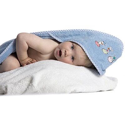 ZOLLNER Serviette à Capuche, Coton, 100x100 cm, 420g/m², Bleu ZOLLNER Serviette à Capuche, Coton, 100x100 cm, 420g/m², Bleu