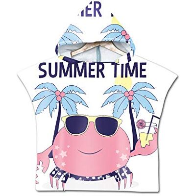 Treer Serviette de Plage Poncho À Capuchon, Enfants Microfibre à Séchage Rapide Sports Surf Serviette De Bain Robes Peignoir Plage Serviettes de Natation pour Garçon Fille (60cmx60cm,White Crab) Treer Serviette de Plage Poncho À Capuchon, Enfants Microfibre à Séchage Rapide Sports Surf Serviette De Bain Robes Peignoir Plage Serviettes de Natation pour Garçon Fille (60cmx60cm,White Crab)