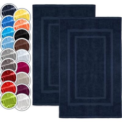 NatureMark Lot de 2 tapis de bain Qualité supérieure 100% coton 50 x 80 cm Tapis de douche Couleur : bleu marine NatureMark Lot de 2 tapis de bain Qualité supérieure 100% coton 50 x 80 cm Tapis de douche Couleur : bleu marine
