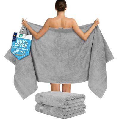 Hammetex Lot de 2 Très Grandes Serviettes de Bain et Sauna 80x200 cm, 100% Coton 500 GSM, Absorbantes, Séchage Rapide, Certifiées OEKO-TEX, Serviettes de Spa et de Sauna, Gris Clair Hammetex Lot de 2 Très Grandes Serviettes de Bain et Sauna 80x200 cm, 100% Coton 500 GSM, Absorbantes, Séchage Rapide, Certifiées OEKO-TEX, Serviettes de Spa et de Sauna, Gris Clair