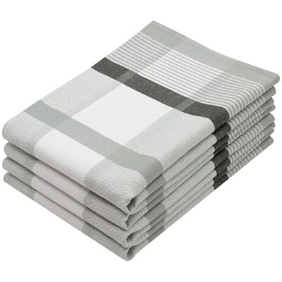 ZOLLNER Set de 4 torchons de Cuisine, 50x70 cm, Coton, Gris Blanc à Carreaux ZOLLNER Set de 4 torchons de Cuisine, 50x70 cm, Coton, Gris Blanc à Carreaux