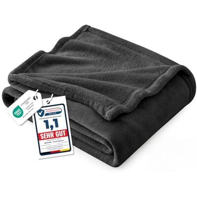 Bedsure Couverture douillette en polaire Chaude pour l'hiver Douce Taille XL 150 x 200 cm gris foncé Bedsure Couverture douillette en polaire Chaude pour l'hiver Douce Taille XL 150 x 200 cm gris foncé