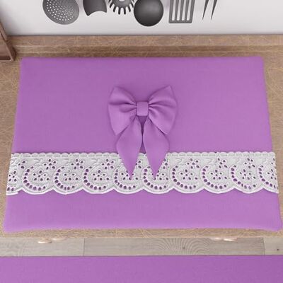 PETTI Artigiani Italiani Couvre-cuiseur élégant, couvre-cuiseur Shabby Chic de couleur unie avec volants en dentelle Sangallo et nœuds, couvre-cuisinière en coton, couvre-cuisinière 70 x 50 cm Lilas PETTI Artigiani Italiani Couvre-cuiseur élégant, couvre-cuiseur Shabby Chic de couleur unie avec volants en dentelle Sangallo et nœuds, couvre-cuisinière en coton, couvre-cuisinière 70 x 50 cm Lilas