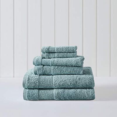 Tommy Bahama Island Retreat Lot de 6 serviettes de bain, 100% coton doux et absorbant, résistantes au peluchage et à la décoloration, de poids moyen, bleu turquoise Tommy Bahama Island Retreat Lot de 6 serviettes de bain, 100% coton doux et absorbant, résistantes au peluchage et à la décoloration, de poids moyen, bleu turquoise