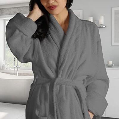 Superior Men's Traditional Premium Turkish Cotton Lightweight Long Bathrobe with Pockets- Small-Medium, Grey Superior Men's Traditional Premium Turkish Cotton Lightweight Long Bathrobe with Pockets- Small-Medium, Grey