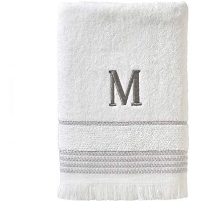 SKL Home Serviette de bain avec monogramme, style décontracté, 71,1 x 137,2 cm, blanc SKL Home Serviette de bain avec monogramme, style décontracté, 71,1 x 137,2 cm, blanc