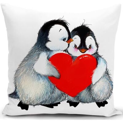 KUNQIAN Housse de coussin motif pingouin pour mariage pour lui, elle, couple, petit ami, petite amie, fiançailles, anniversaire, fête des mères, décoration de Saint-Valentin, décoration pour canapé KUNQIAN Housse de coussin motif pingouin pour mariage pour lui, elle, couple, petit ami, petite amie, fiançailles, anniversaire, fête des mères, décoration de Saint-Valentin, décoration pour canapé