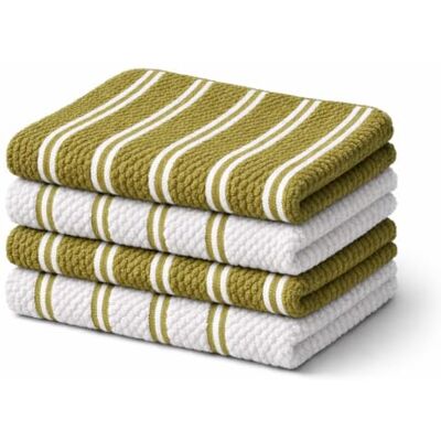BOSKIMO Torchons de cuisine 45 x 65 cm en coton avec éponge – Lot de 4 serviettes de cuisine absorbantes et réutilisables (Pack de 4, vert magique) BOSKIMO Torchons de cuisine 45 x 65 cm en coton avec éponge – Lot de 4 serviettes de cuisine absorbantes et réutilisables (Pack de 4, vert magique)