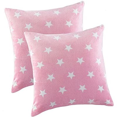 MALIKA Nicky-Teddy Lot de 2 housses de coussin en polaire corail toucher cachemire Toutes tailles Coussin de canapé Décoration étoiles Dimensions : 2 x 40 x 40 cm Motif : étoiles Rose MALIKA Nicky-Teddy Lot de 2 housses de coussin en polaire corail toucher cachemire Toutes tailles Coussin de canapé Décoration étoiles Dimensions : 2 x 40 x 40 cm Motif : étoiles Rose