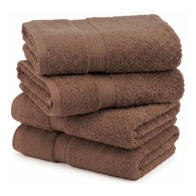 Superior Lot de 4 serviettes en coton égyptien uni, 4 pièces, chocolat, Superior Lot de 4 serviettes en coton égyptien uni, 4 pièces, chocolat,