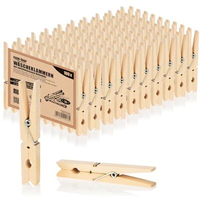 com-four ® 100x Pinces à linge XXL en bois, Pinces à linge durables en bois Pinces à linge en bois non traité pour suspendre les vêtements com-four ® 100x Pinces à linge XXL en bois, Pinces à linge durables en bois Pinces à linge en bois non traité pour suspendre les vêtements