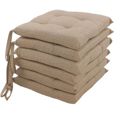 Viterbo Biancheria Lot de 6 coussins de chaises de cuisine pour extérieur et intérieur, housses de chaise avec lacets, design 4 points rembourré, chaque coussin est fabriqué en éponge douce de 6 cm Viterbo Biancheria Lot de 6 coussins de chaises de cuisine pour extérieur et intérieur, housses de chaise avec lacets, design 4 points rembourré, chaque coussin est fabriqué en éponge douce de 6 cm