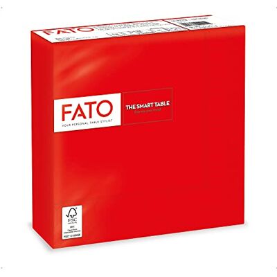 FATO Serviettes en papier jetables, idéales pour les déjeuners informels et les buffets, paquet de 50 serviettes, format 33x33, 4 plis, 2 plis, rouge, papier 100% pure cellulose, certifié FSC FATO Serviettes en papier jetables, idéales pour les déjeuners informels et les buffets, paquet de 50 serviettes, format 33x33, 4 plis, 2 plis, rouge, papier 100% pure cellulose, certifié FSC