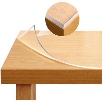 WOLTU Nappe plastifiée transparente de 2 mm, couvre-table en PVC avec bords biseautés en V, nappe imperméable pour cuisine, rectangulaire 90 x 140 cm WOLTU Nappe plastifiée transparente de 2 mm, couvre-table en PVC avec bords biseautés en V, nappe imperméable pour cuisine, rectangulaire 90 x 140 cm