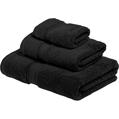 Superior - 900 GSM Coton Noir - Ensemble de 3 serviettes Superior - 900 GSM Coton Noir - Ensemble de 3 serviettes