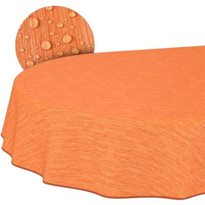 ANRO Nappe de table en toile cirée Aspect lin Facile d'entretien et imperméable Ovale Avec ourlet 220 x 140 cm Orange ANRO Nappe de table en toile cirée Aspect lin Facile d'entretien et imperméable Ovale Avec ourlet 220 x 140 cm Orange