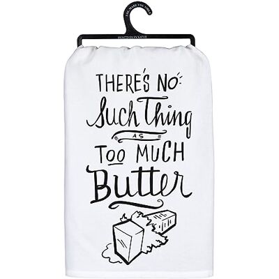 Primitives by Kathy Torchon de cuisine décoratif – No Such Thing, Too Much Butter, blanc, noir Primitives by Kathy Torchon de cuisine décoratif – No Such Thing, Too Much Butter, blanc, noir