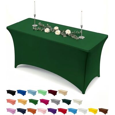 Utopia Kitchen Nappe ajustée en élasthanne extensible, lavable et infroissable pour événements et fêtes Vert émeraude 1,6 m Utopia Kitchen Nappe ajustée en élasthanne extensible, lavable et infroissable pour événements et fêtes Vert émeraude 1,6 m