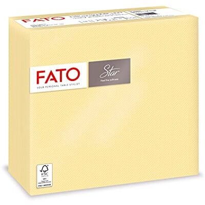 FATO Serviettes en papier jetables, douceur et moelleux, paquet de 40 serviettes, format 38x38 pliées en 4, 2 plis, couleur champagne, papier 100% pure cellulose, certifié FSC FATO Serviettes en papier jetables, douceur et moelleux, paquet de 40 serviettes, format 38x38 pliées en 4, 2 plis, couleur champagne, papier 100% pure cellulose, certifié FSC
